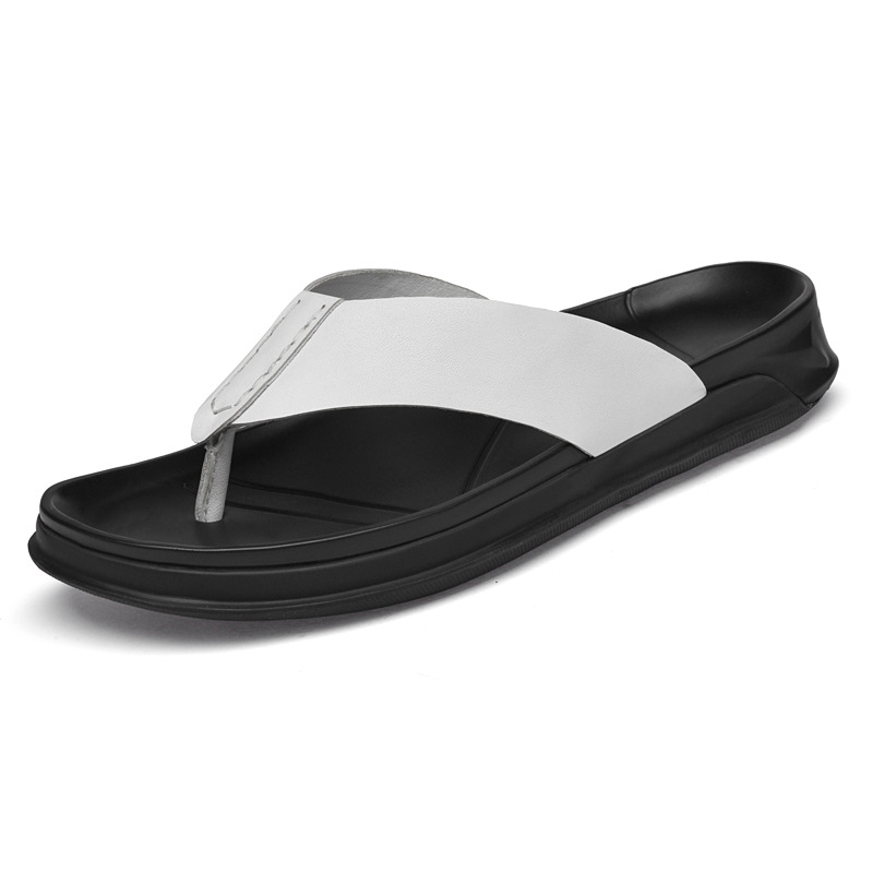 Flip Flop Leather Men - รองเท้าแตะหนังแท้สำหรับฤดูร้อนของผู้ชาย พื้นนุ่ม กันลื่น ทนทานต่อการสึกหรอ รองเท้าแตะลำลองสำหรับใส่กลางแจ้ง รองเท้าแตะสำหรับวัยรุ่น