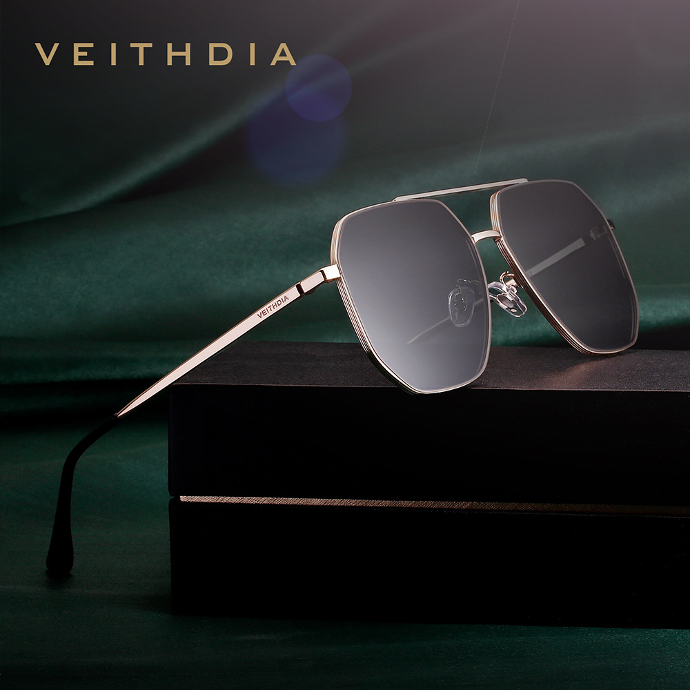 Sunglasses Aviator Polarized - Veithdia แว่นกันแดดผู้ชายวินเทจ, แว่นตา UV400โพลาไรซ์ย้อนยุคทรงสี่เหลี่ยมวัสดุไนลอนแว่นกันแดดสำหรับผู้ชาย/ผู้หญิง8258