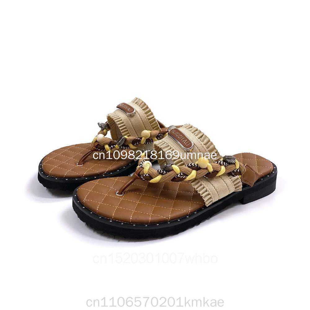 รองเท้าแตะสตรีแบบทอสไตล์เรโทรใ - Flip Flop Leather Men บทวิจารณ์และราคา
