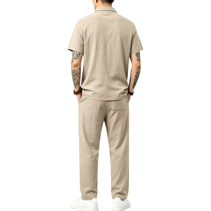 ชุดโปโลชาย 2 ชิ้น เสื้อโปโลแขน - Short Linen Drawstring บทวิจารณ์และราคา