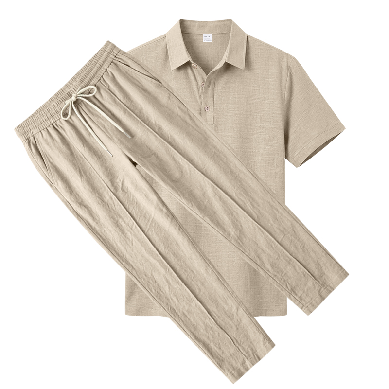 ชุดโปโลชาย 2 ชิ้น เสื้อโปโลแขน - Short Linen Drawstring บทวิจารณ์และราคา